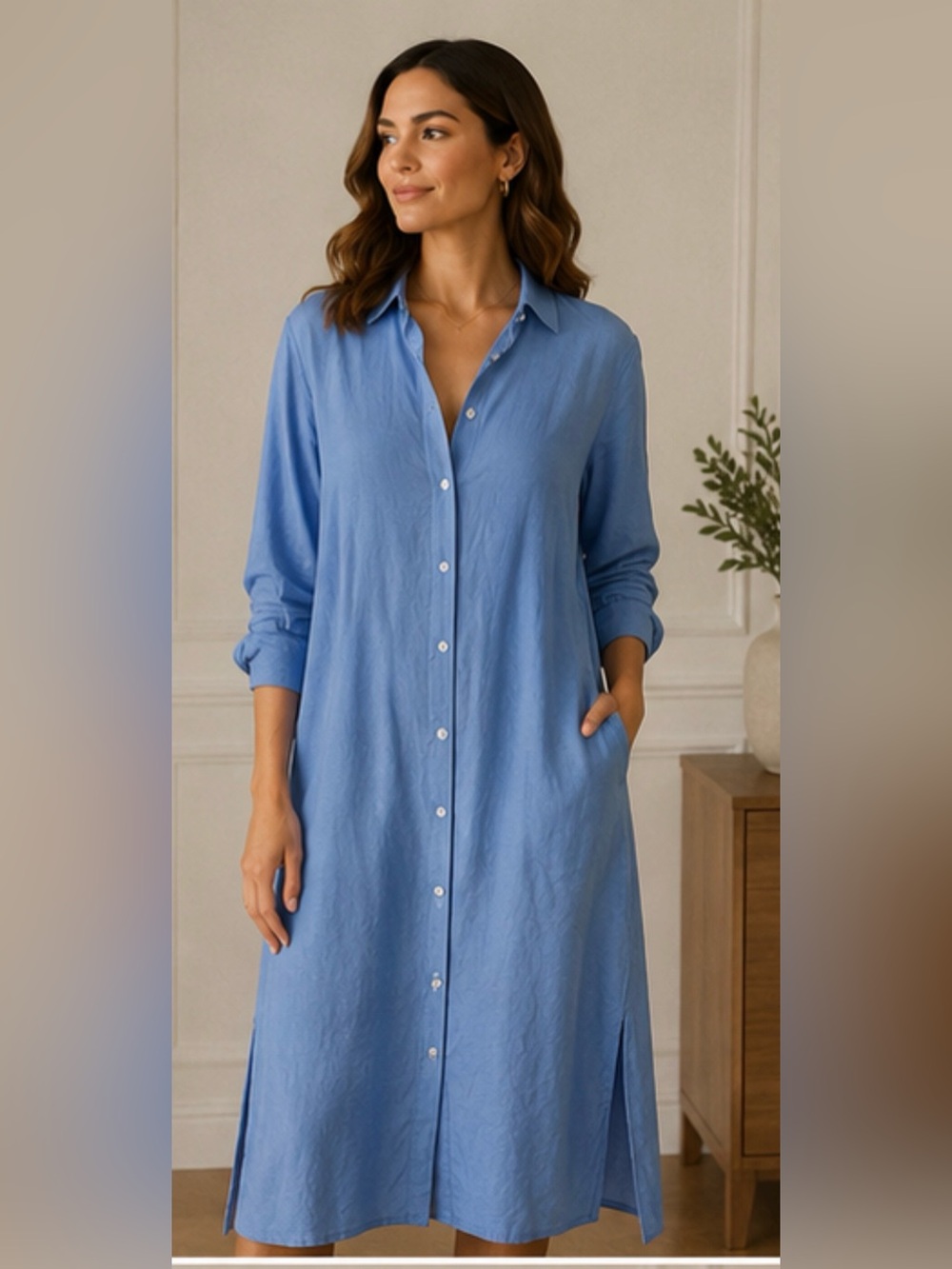 LOFT Sky Blue Blouse Camisole Dress